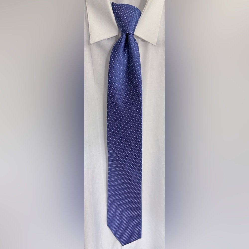 Calvin Klein Navy Blue Dotted Silk Tie